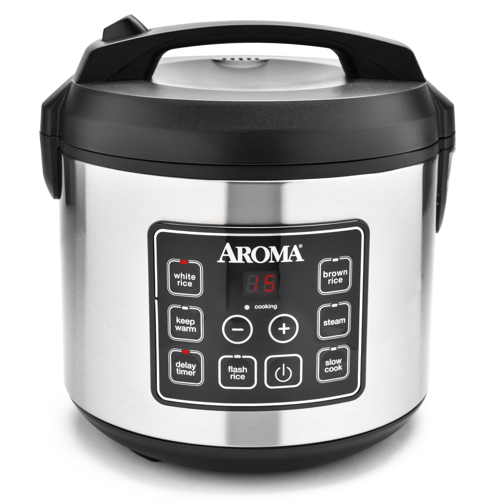 Aroma 20-Cup Stainless Steel Digital Slow Cooker, Food Steamer and Rice Aroma 20 Cup Stainless Steel Digital Rice Cooker